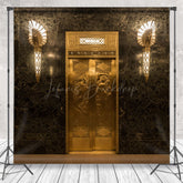 Lofaris Retro Gorgeous Black Gold Marble Door Photo Backdrop